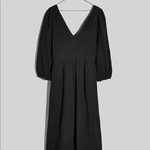 Madewell Lightspun V-Neck Midi Dress, black